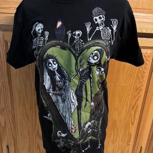 Women's Small Corpse Bride T-Shirt Crew Neck Black Tee Casual Comfortable